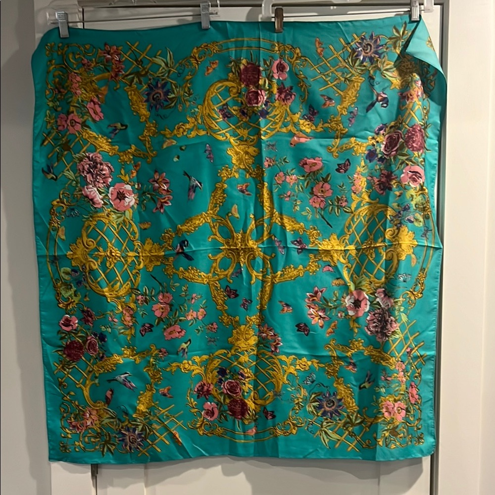 Floral Turquoise Scarf Swim Cover-Up or halter top